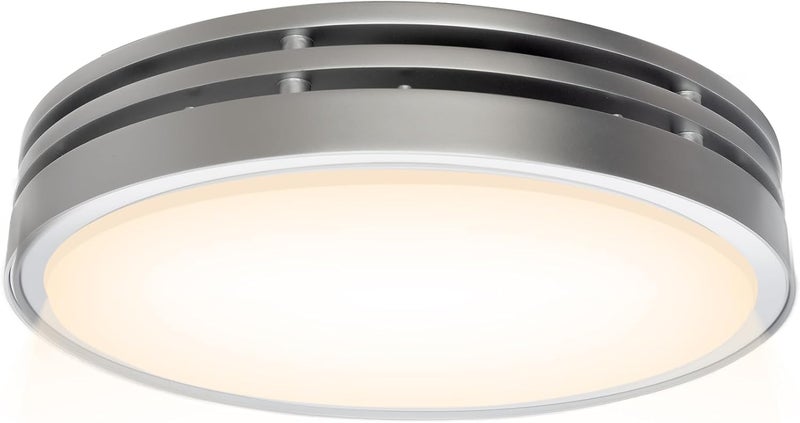 Akicon Bathroom Exhaust Fan with Light, 110CFM, 2.0 Sones for Ceiling, 1000lm Dimmable LED Light and 150lm Nightlight Dual Color Bathroom Vent Fan for Home, Round, Sliver - Image 1
